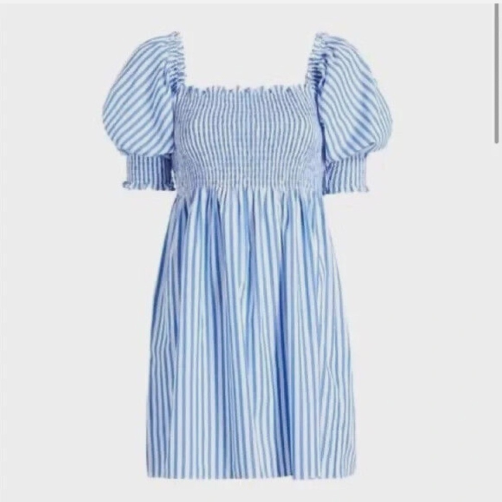 HILL HOUSE HOME Athena Mini Dress Blue Stripe Small
